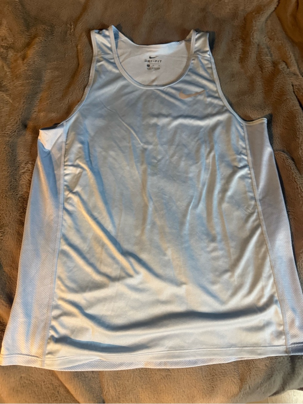 Nike Men's Light Blue White Dri-FIT Tank Top